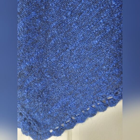 Unbranded One Size Melange Blue Turtleneck Knitted  WOOL Blend  Women’s Poncho - Picture 6 of 6